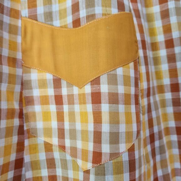 OOAK Half Apron Vintage Kitchen Brown Plaid with Contrasting Chevron Border VTG - Picture 5 of 9